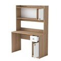 Set birou si biblioteca, Hanah Home, HA127, 120x166x50 cm, PAL melaminat, Nuc/Alb