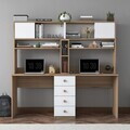 Birou, Hanah Home, HA130, 180x166.3x50 cm, PAL melaminat, Nuc/Alb