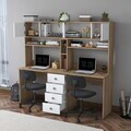 Birou, Hanah Home, HA130, 180x166.3x50 cm, PAL melaminat, Nuc/Alb
