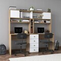 Birou, Hanah Home, HA130, 180x166.3x50 cm, PAL melaminat, Nuc/Alb