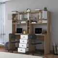 Birou, Hanah Home, HA130, 180x166.3x50 cm, PAL melaminat, Nuc/Alb