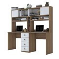 Birou, Hanah Home, HA130, 180x166.3x50 cm, PAL melaminat, Nuc/Alb