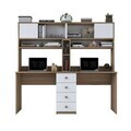 Birou, Hanah Home, HA130, 180x166.3x50 cm, PAL melaminat, Nuc/Alb