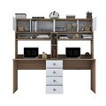 Birou, Hanah Home, HA130, 180x166.3x50 cm, PAL melaminat, Nuc/Alb