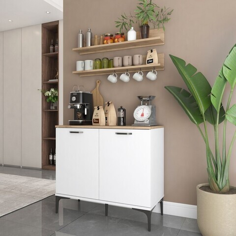 Dulap multifunctional, Hanah Home, JE232, PAL melaminat, Alb/Maro