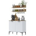 Dulap multifunctional, Hanah Home, JE232, PAL melaminat, Alb/Maro