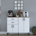 Dulap multifunctional, Hanah Home, JE210, 120x98.6x45 cm, PAL melaminat, Alb/Maro