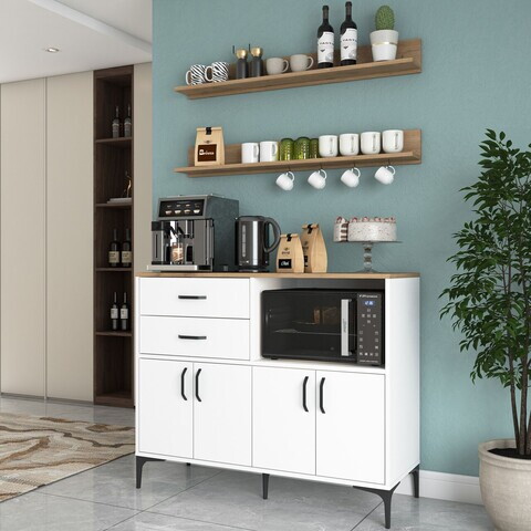 Dulap multifunctional, Hanah Home, JE235, PAL melaminat, Alb/Maro