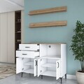 Dulap multifunctional, Hanah Home, JE235, PAL melaminat, Alb/Maro