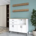 Dulap multifunctional, Hanah Home, JE235, PAL melaminat, Alb/Maro