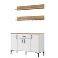 Dulap multifunctional, Hanah Home, JE233, PAL melaminat, Alb/Maro
