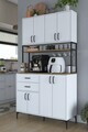 Dulap multifunctional, Hanah Home, JE213, 120x218.6x45 cm, PAL melaminat, Alb/Maro