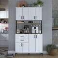 Dulap multifunctional, Hanah Home, JE213, 120x218.6x45 cm, PAL melaminat, Alb/Maro