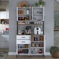 Dulap multifunctional, Hanah Home, JE213, 120x218.6x45 cm, PAL melaminat, Alb/Maro