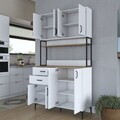 Dulap multifunctional, Hanah Home, JE213, 120x218.6x45 cm, PAL melaminat, Alb/Maro