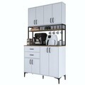 Dulap multifunctional, Hanah Home, JE213, 120x218.6x45 cm, PAL melaminat, Alb/Maro