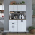 Dulap multifunctional, Hanah Home, JE212, 120x204.2x45 cm, PAL melaminat, Alb/Maro
