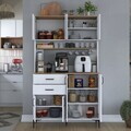 Dulap multifunctional, Hanah Home, JE212, 120x204.2x45 cm, PAL melaminat, Alb/Maro