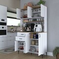 Dulap multifunctional, Hanah Home, JE212, 120x204.2x45 cm, PAL melaminat, Alb/Maro
