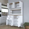 Dulap multifunctional, Hanah Home, JE212, 120x204.2x45 cm, PAL melaminat, Alb/Maro