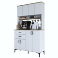 Dulap multifunctional, Hanah Home, JE212, 120x204.2x45 cm, PAL melaminat, Alb/Maro