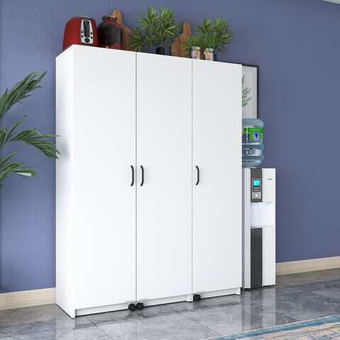Dulap multifunctional, Hanah Home, JE109, 135x180x42 cm, PAL melaminat, Alb