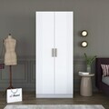 Dulap pentru haine, Hanah Home, BA225, 90x210x57.5 cm, PAL melaminat, Alb