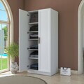 Dulap pentru haine, Hanah Home, BA220, 90x210x57.5 cm, PAL melaminat, Alb