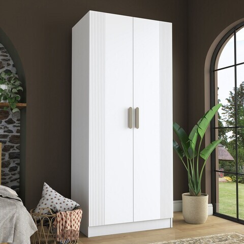 Dulap pentru haine, Hanah Home, BA222, 90x210x57.5 cm, PAL melaminat, Alb
