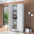 Dulap pentru haine, Hanah Home, BA180, 90x210x57.5 cm, PAL melaminat, Alb