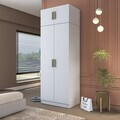 Dulap pentru haine, Hanah Home, BA209, 90x255x57.5 cm, PAL melaminat, Alb