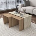 Set masute de cafea, Hanah Home, AB114, PAL melaminat, Travertin