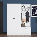 Cuier de perete, Hanah Home, EA151, 139.6x182.8x37.5 cm, PAL melaminat, Alb