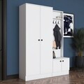 Cuier de perete, Hanah Home, EA151, 139.6x182.8x37.5 cm, PAL melaminat, Alb