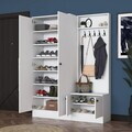 Cuier de perete, Hanah Home, EA151, 139.6x182.8x37.5 cm, PAL melaminat, Alb