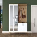 Cuier de perete, Hanah Home, EA147, 120x198.6x37.5 cm, PAL melaminat, Nuc/Alb