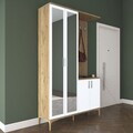 Cuier de perete, Hanah Home, EA147, 120x198.6x37.5 cm, PAL melaminat, Nuc/Alb