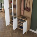 Cuier de perete, Hanah Home, EA147, 120x198.6x37.5 cm, PAL melaminat, Nuc/Alb