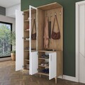 Cuier de perete, Hanah Home, EA147, 120x198.6x37.5 cm, PAL melaminat, Nuc/Alb