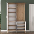 Cuier de perete, Hanah Home, EA147, 120x198.6x37.5 cm, PAL melaminat, Nuc/Alb