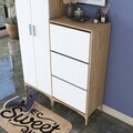 Cuier de perete, Hanah Home, EA137, 120x198.6x37.5 cm, PAL melaminat, Nuc/Alb