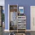 Cuier de perete, Hanah Home, EA137, 120x198.6x37.5 cm, PAL melaminat, Nuc/Alb