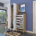 Cuier de perete, Hanah Home, EA137, 120x198.6x37.5 cm, PAL melaminat, Nuc/Alb