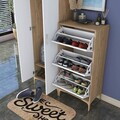 Cuier de perete, Hanah Home, EA137, 120x198.6x37.5 cm, PAL melaminat, Nuc/Alb