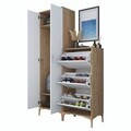 Cuier de perete, Hanah Home, EA137, 120x198.6x37.5 cm, PAL melaminat, Nuc/Alb