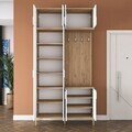 Cuier de perete, Hanah Home, EA153, 120x240x37.5 cm, PAL melaminat, Nuc/Alb