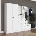 Cuier de perete, Hanah Home, EA152, 199.4x182.2x37.5 cm, PAL melaminat, Alb