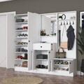 Cuier de perete, Hanah Home, EA152, 199.4x182.2x37.5 cm, PAL melaminat, Alb