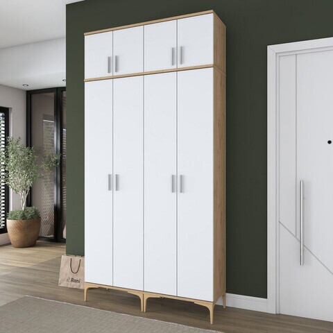 Cuier de perete, Hanah Home, EA161, 120x240x37.5 cm, PAL melaminat, Nuc/Alb