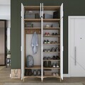 Cuier de perete, Hanah Home, EA161, 120x240x37.5 cm, PAL melaminat, Nuc/Alb